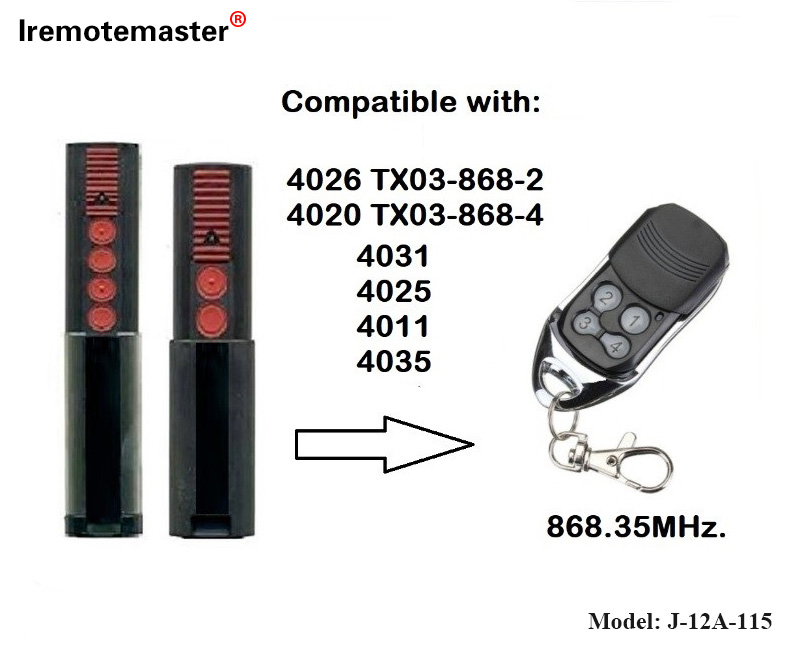 Kanggo 4020 4026 TX03-868-4 Remote Control 868mhz TX03-8-4 Rolling Code